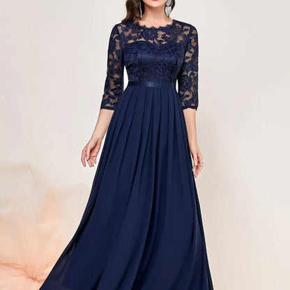 Women's Lace Formal Evening Dress Quarter Sleeve