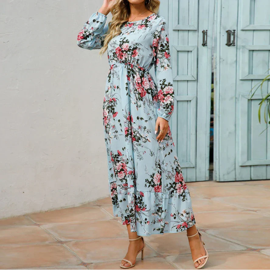 Women's Maxi Long Sleeve Floral Summer Dress