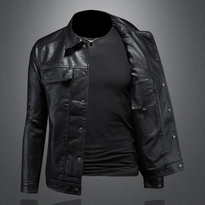 Men's Stand Collar Jacket Cotton Snap Front Chest Pockets