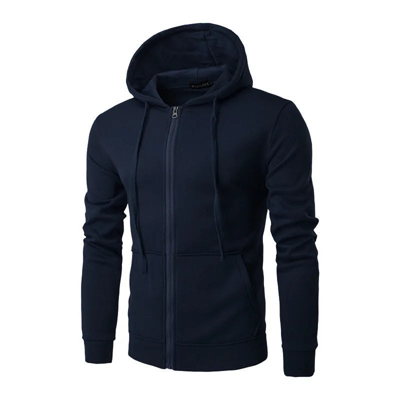Men's Slim Fit Zip Up Sport Hoodie Adjustable Drawstring