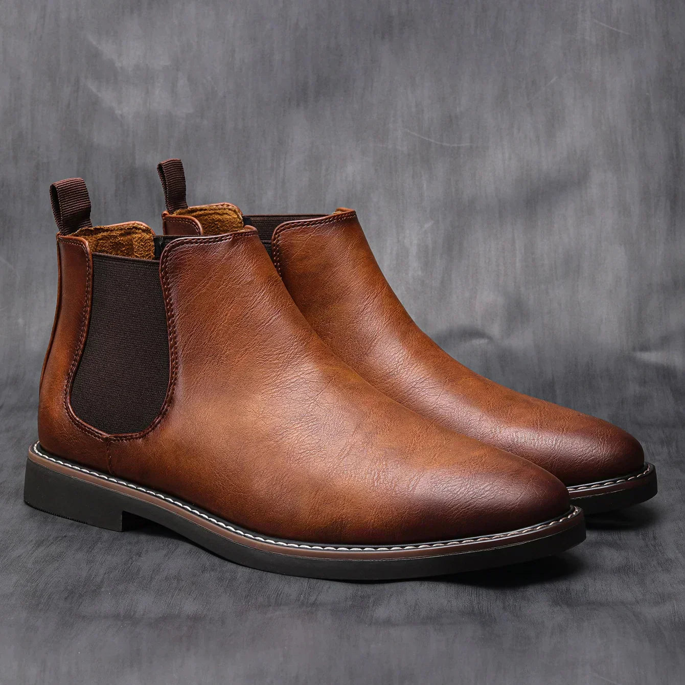 Men's Chelsea Boots Waterproof Elastic Sides Black - Fashinoza