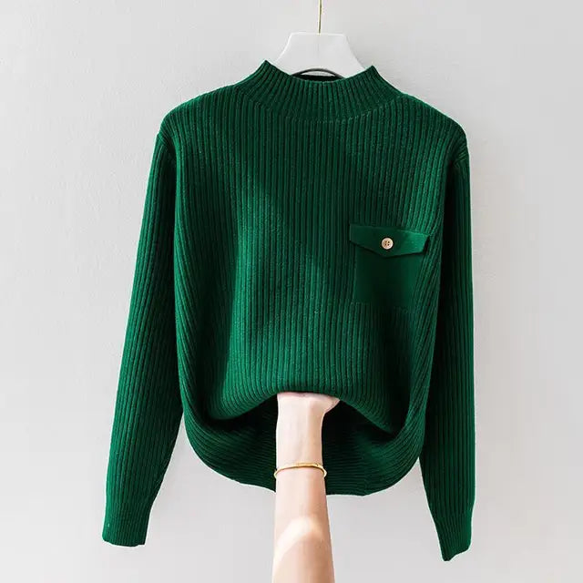 Women's Relaxed Fit Mock Neck Sweater