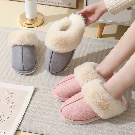 Women's Plush Slippers Soft Lining Warm Beige - Fashinoza