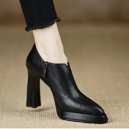 Giselle Women's Block Heel Pumps Side Zipper