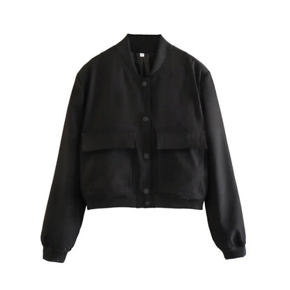 Women's Bomber Jacket Lightweight Cotton Button Front