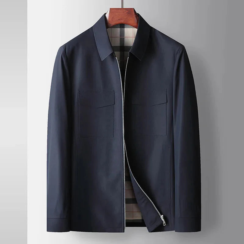 Men's Collared Zip Jacket Regular Fit Casual - 
Fashinoza