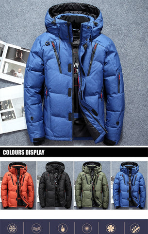Men's Winter Parka Jacket Fur Lined Hooded Black - Fashinoza