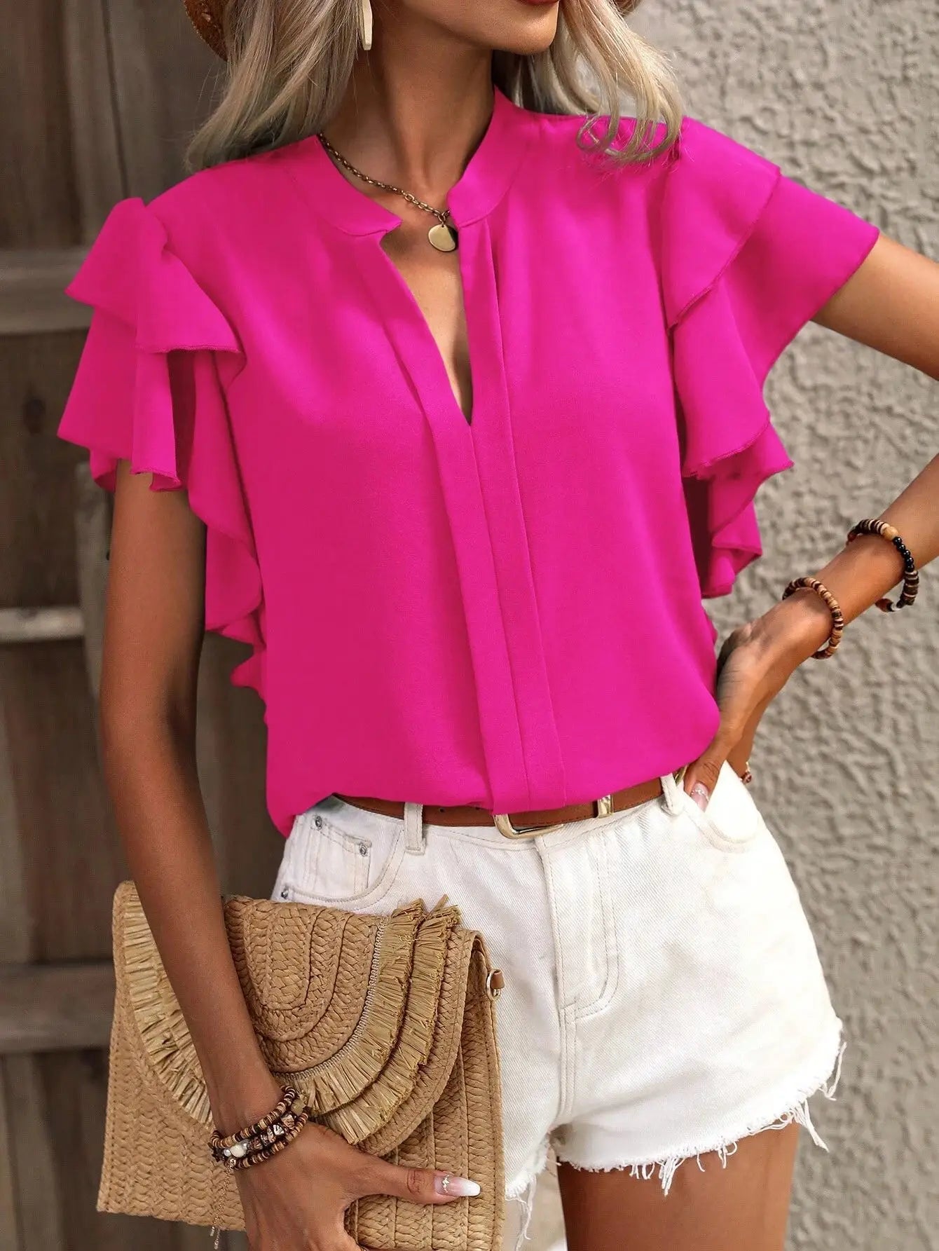 Women's Ruffle Sleeve Blouse Elegant