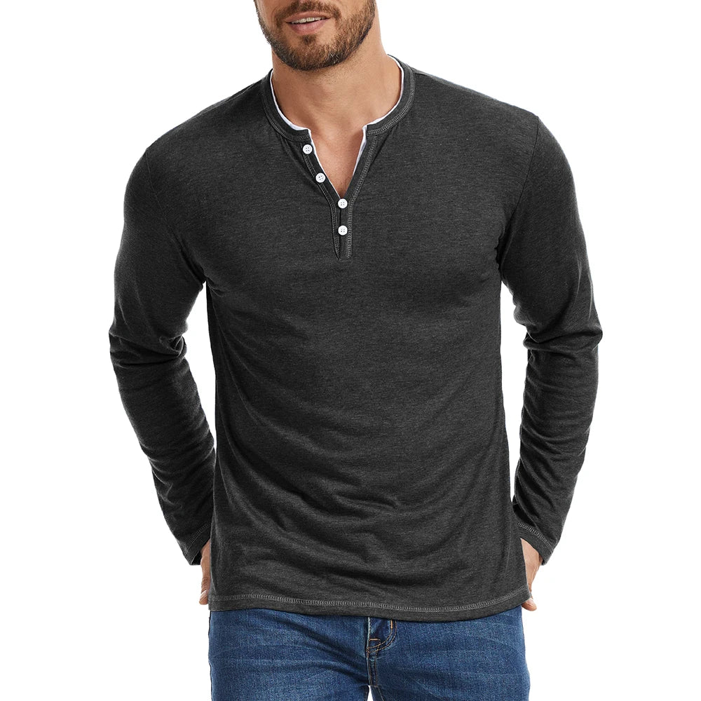 Men's Marcello Long Sleeve Henley Shirt - 
Fashinoza