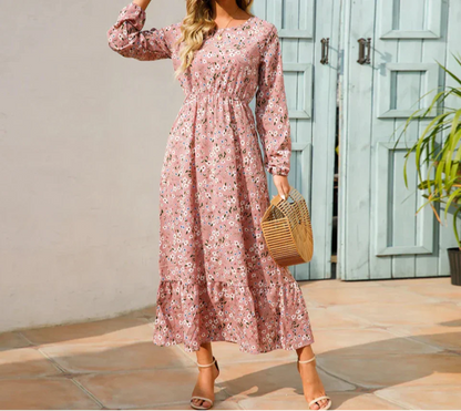 Women's Maxi Long Sleeve Floral Summer Dress - Fashinoza