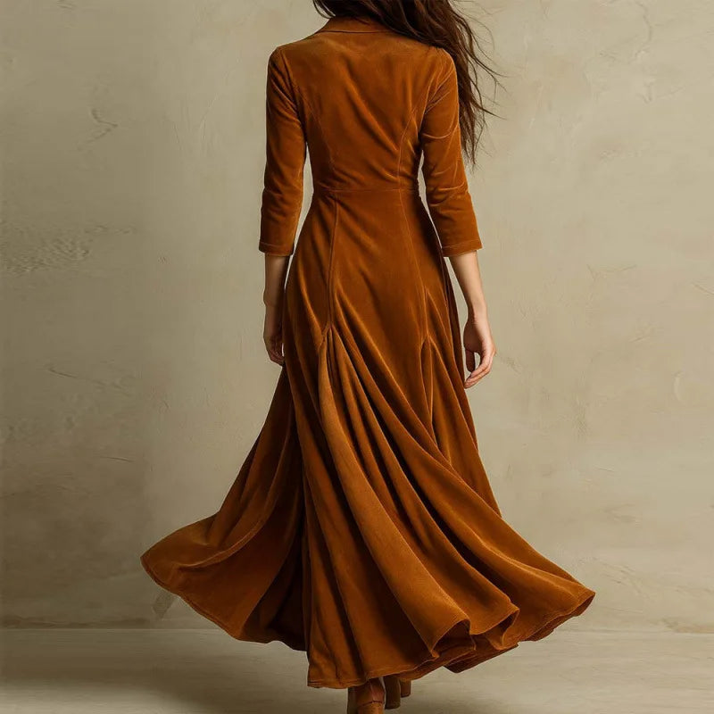 Button Front Long Sleeve Maxi Dress