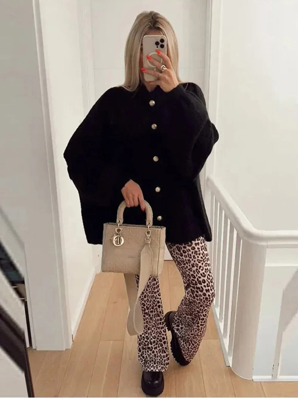 Women's Bat Sleeve Cardigan Open Front Lapel Black