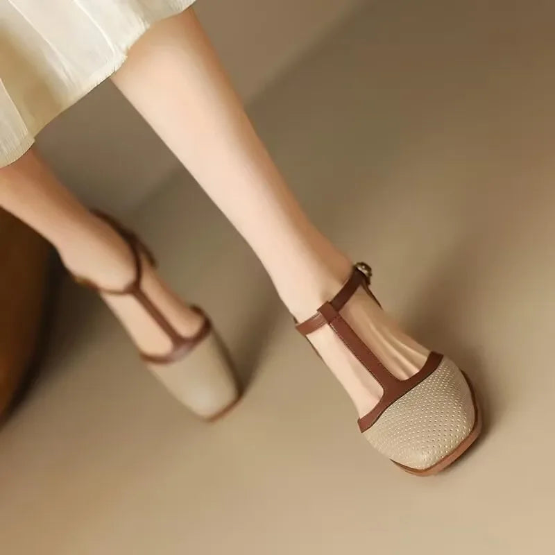 Women's Block Heel Pumps Square Toe Mid Heel