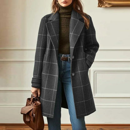 Valeria Women's Wool Plaid Coat - 
Fashinoza