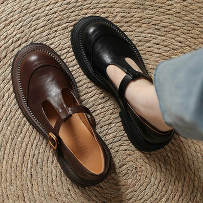 Women's T-Bar Mary Jane Round Toe Shoes Low Heel