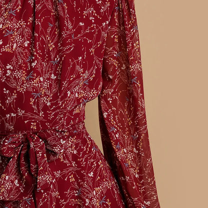 Women's Floral Mini Dress Ruffle Sleeves