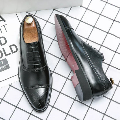 Men's Lace-Up Dress Shoes Perforated Toe - Fashinoza