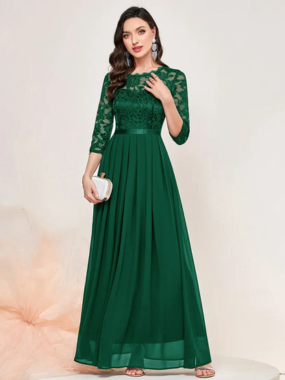 Women's Lace Formal Evening Dress Quarter Sleeve