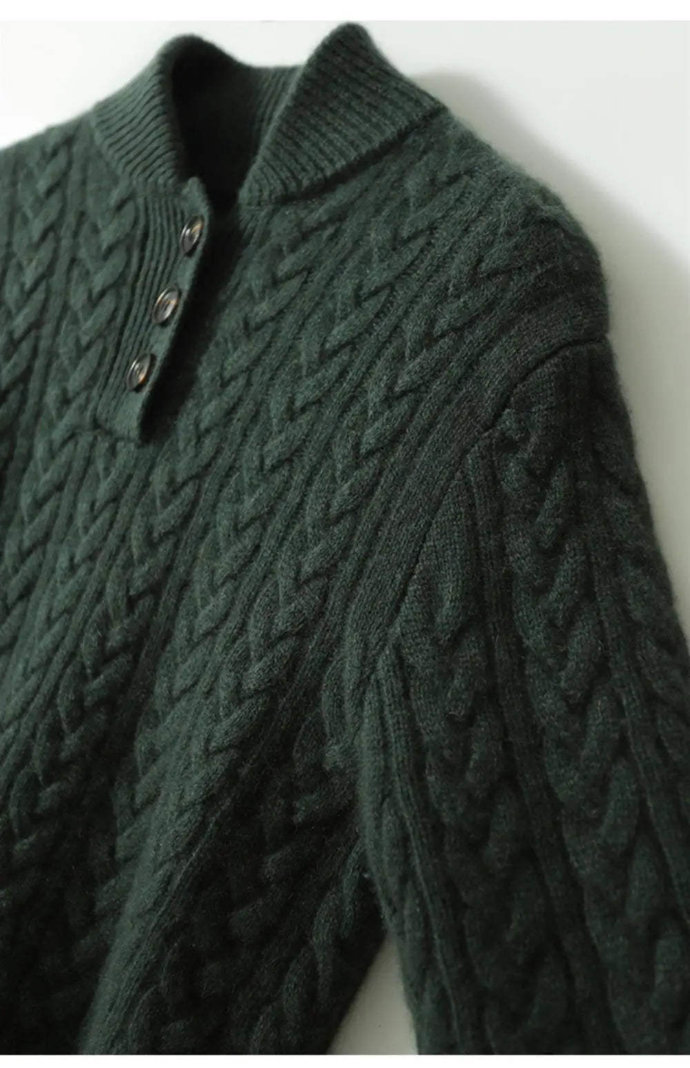Cable-Knit Button Collar Sweater