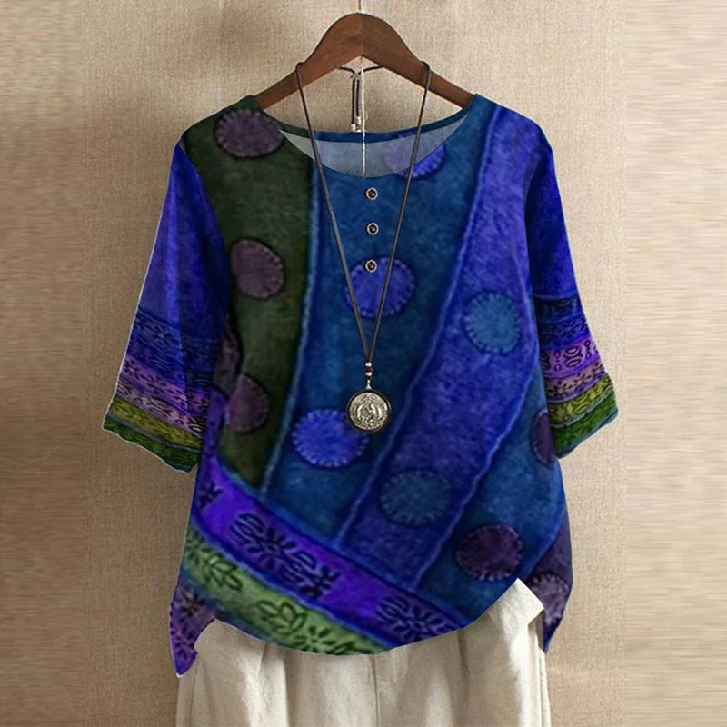 Women's Retro Print Blouse