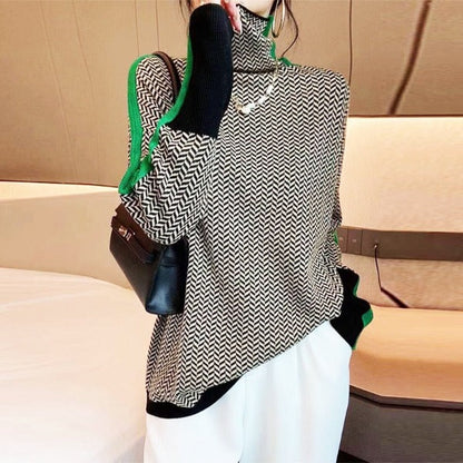 Women's Herringbone Turtleneck Sweater