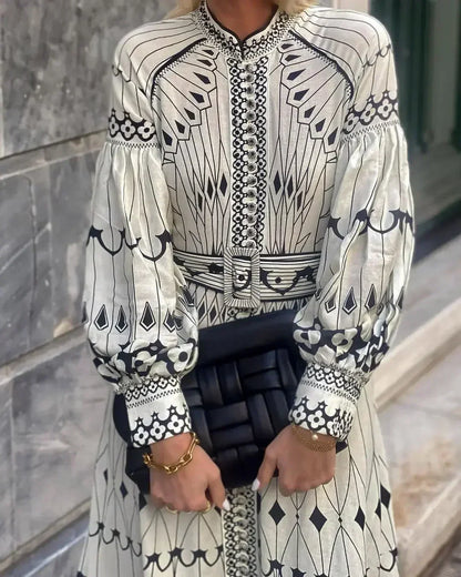 Women's A-Line Printed Dress Tummy Control Flowy
