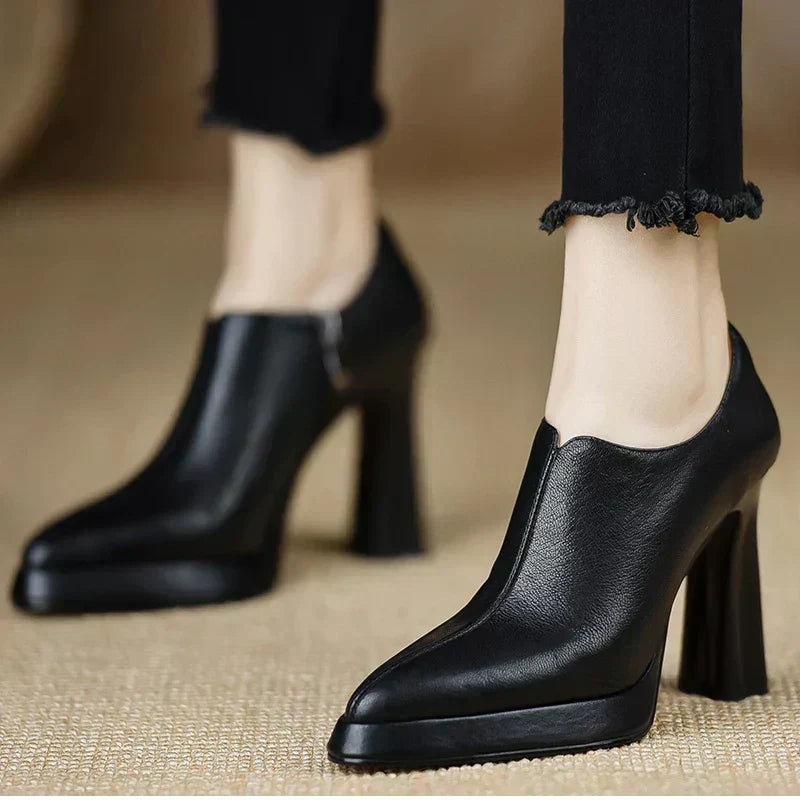 Giselle Women's Block Heel Pumps Side Zipper