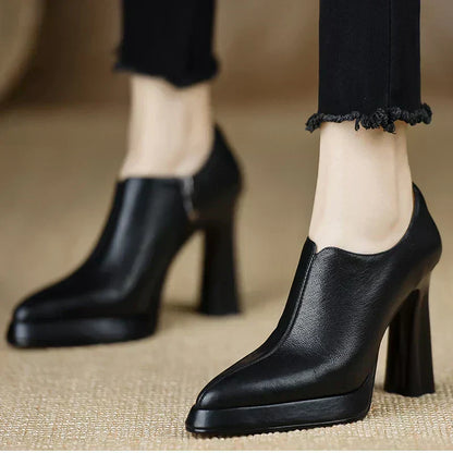 Giselle Women's Block Heel Pumps Side Zipper