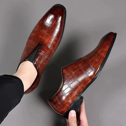 Textured Slip-On Loafer Shoes