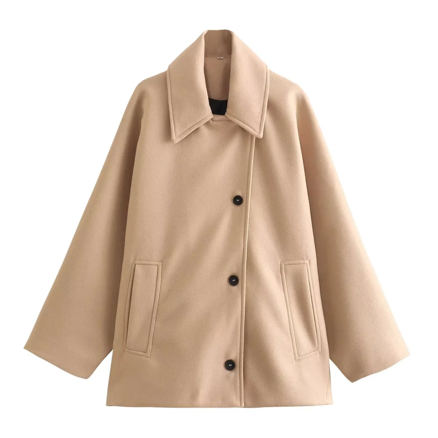 Women's Oversized Winter Coat Long Sleeve Button Front Jacket