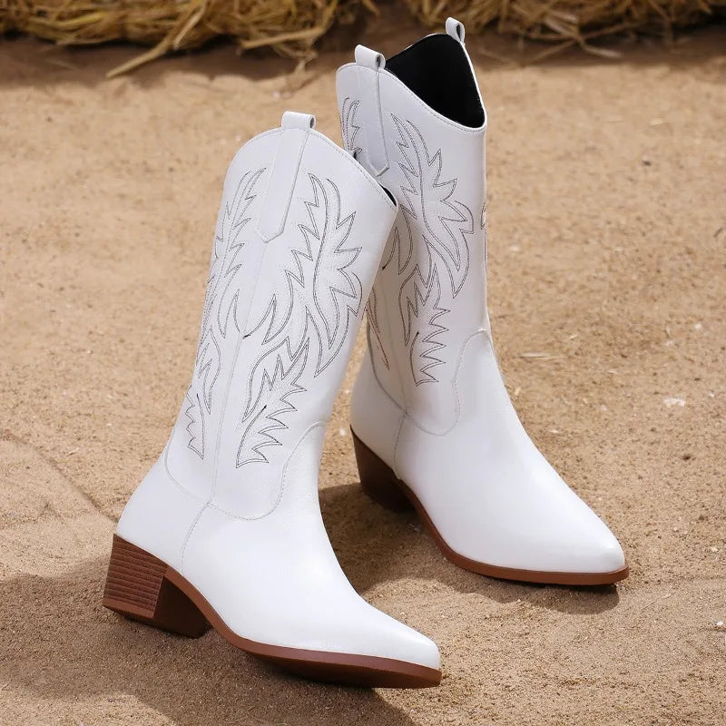 Women's Western Boots Low Heel - Fashinoza