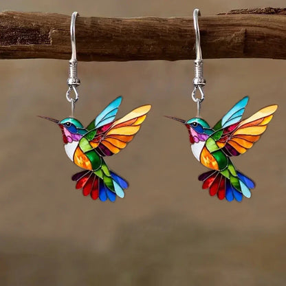 Hummingbird Glass Drop Earrings