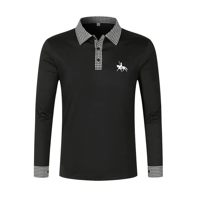 Men's Long Sleeve Slim Fit Polo Shirt
