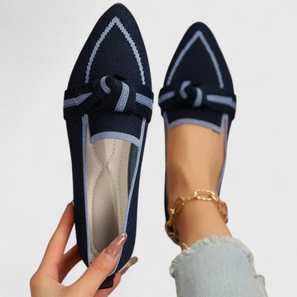 Women's Pointed Toe Slip On Loafers Knot Detail