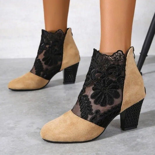 Women's Floral Print Boots - Fashinoza