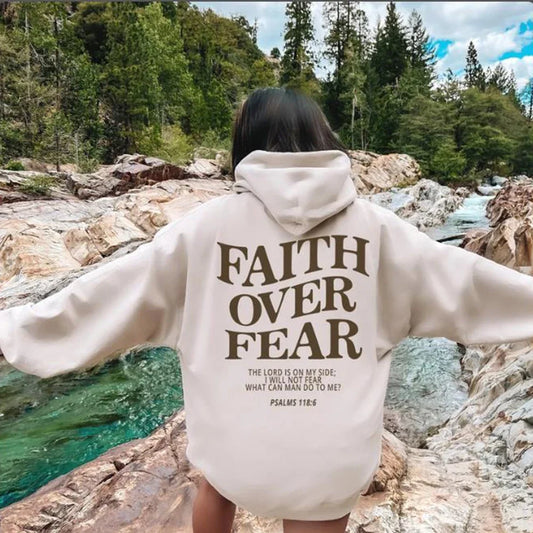 Women's Oversized Hoodie Bible Verse Print Sweatshirt - Fashinoza