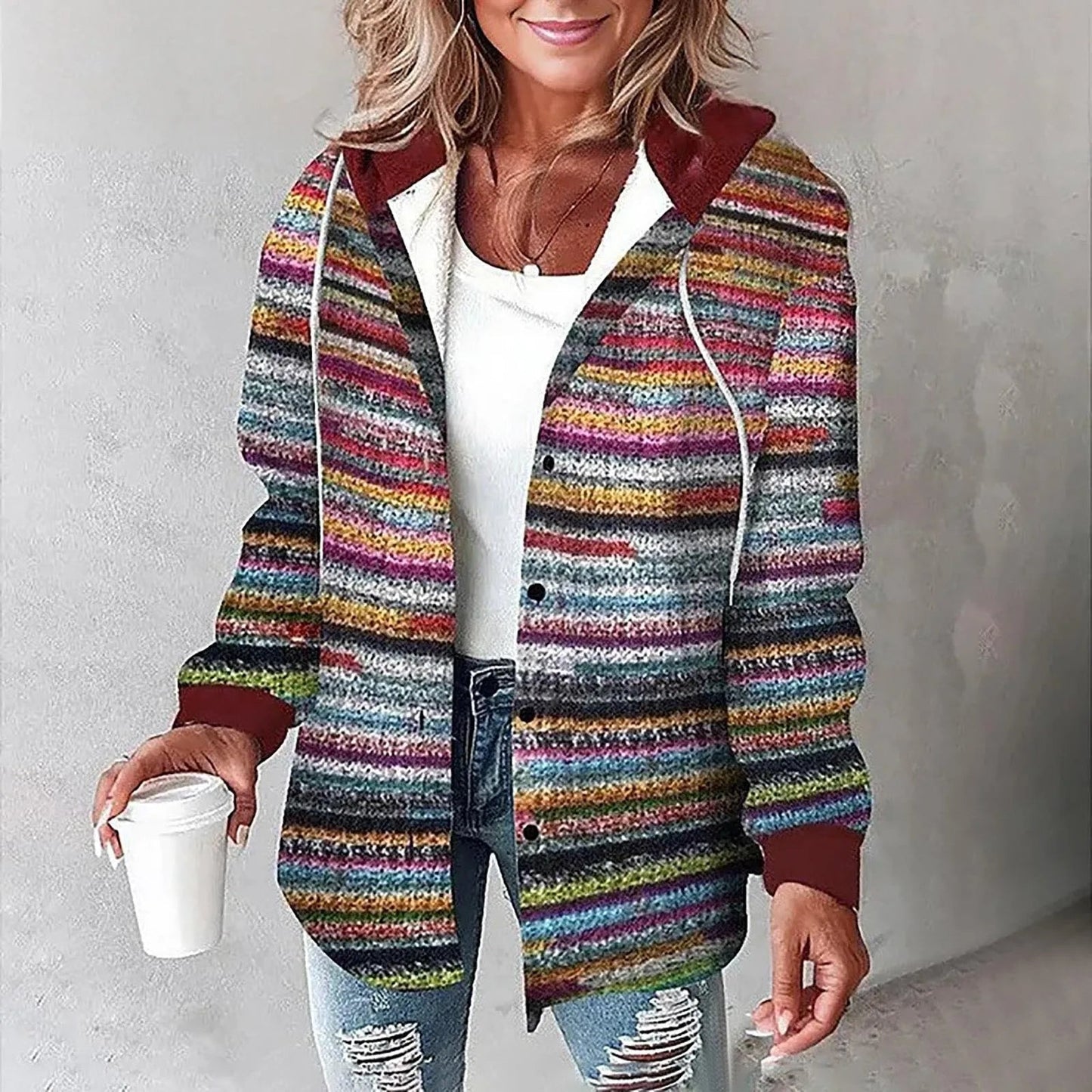 Women's Checkered Lined Cardigan