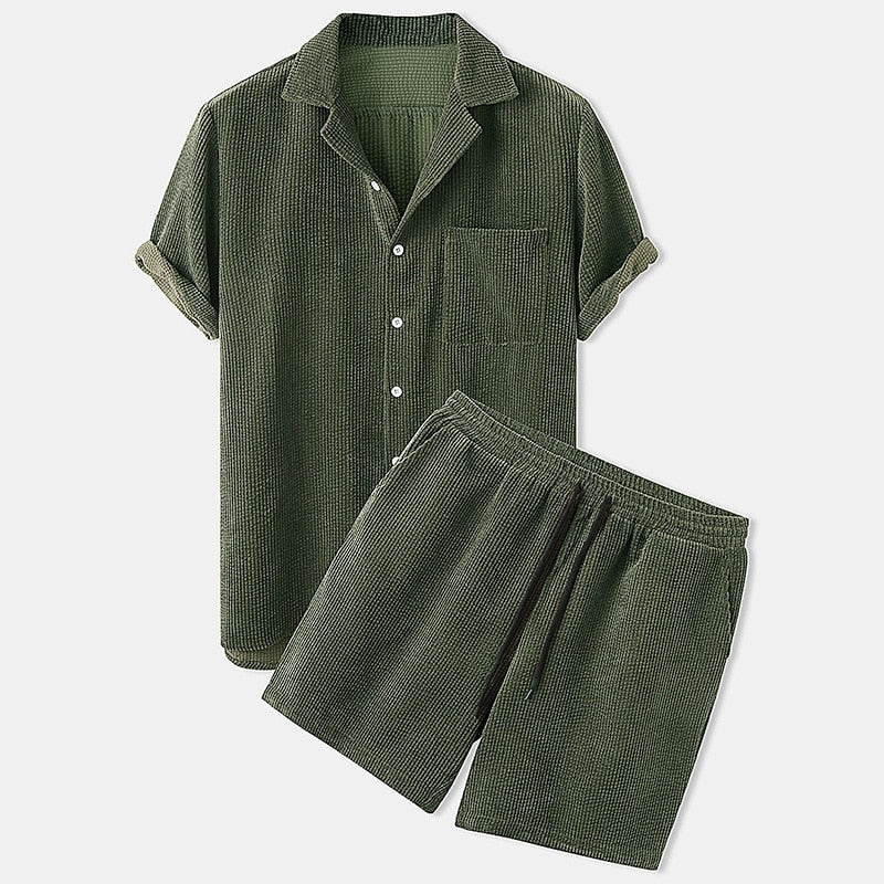 Men's Summer Ribbed Clothing Set Comfortable