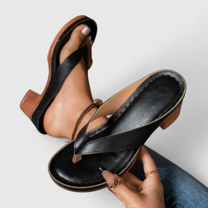 Women's Block Heel Thong Sandals Platform Sole
