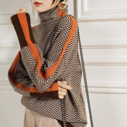 Women's Long Sleeve Sweater Contrasting Trim