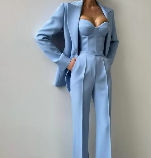 Tiffany Women's Blazer Set Corset Flare Pants
