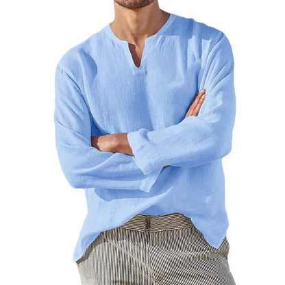 Linen Long Sleeve Shirt - 
Fashinoza