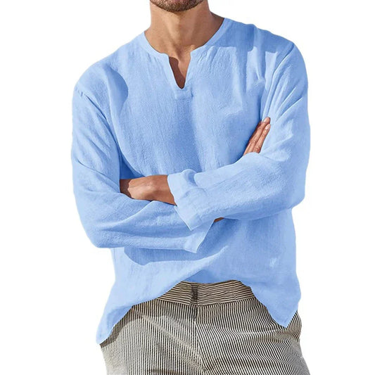 Linen Long Sleeve Shirt - 
Fashinoza