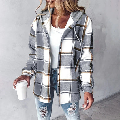 Women's Checkered Lined Cardigan