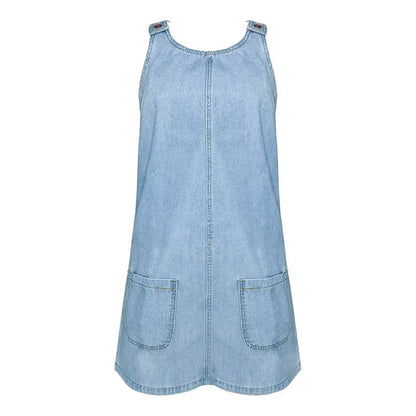 Women's Summer Dress Round Neck Oversized Pockets