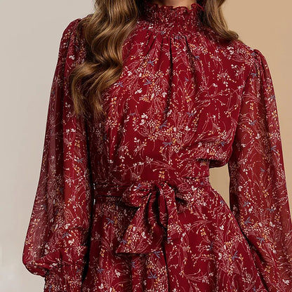 Women's Floral Mini Dress Ruffle Detail