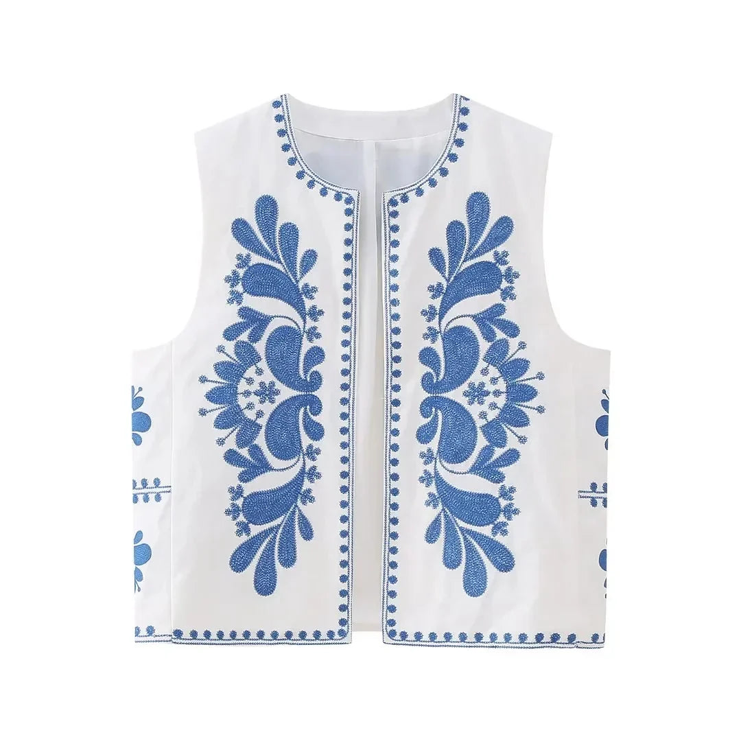 Women's Floral Vest Embroidered Sleeveless