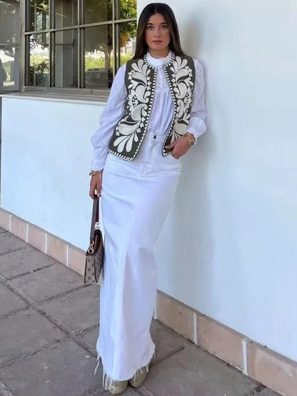 Women's Floral Vest Embroidered Sleeveless