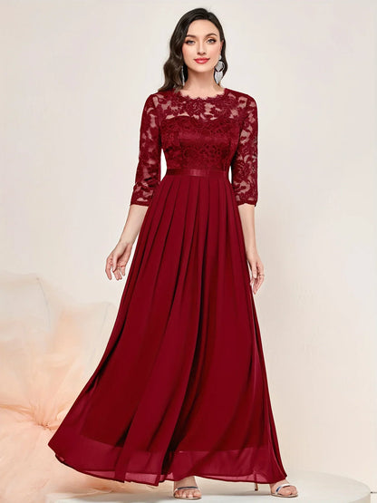 Women's Lace Formal Evening Dress Quarter Sleeve