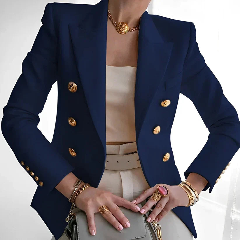 Women's Double-Breasted Blazer Gold Buttons